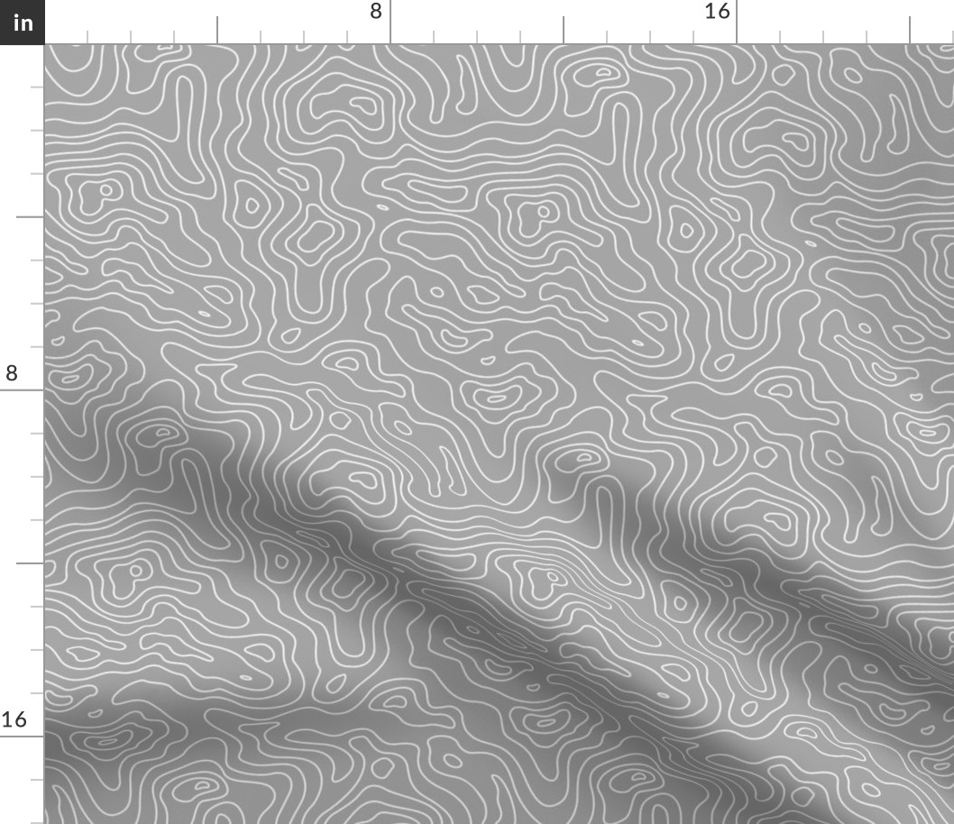 Topographic Map Grey and White Stripes Fabric | Spoonflower