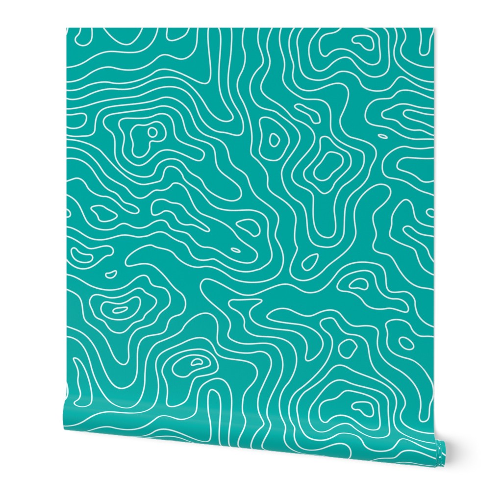 Topographic Map Teal and White Stripes Wave Elevation Topographic Topo Map Pattern 