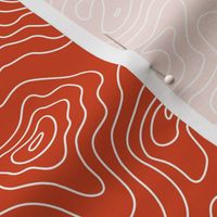 Red Orange Burnt Umber and White Stripes Wave Elevation Topographic Topo Map Pattern 