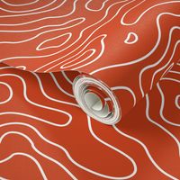 Red Orange Burnt Umber and White Stripes Wave Elevation Topographic Topo Map Pattern 