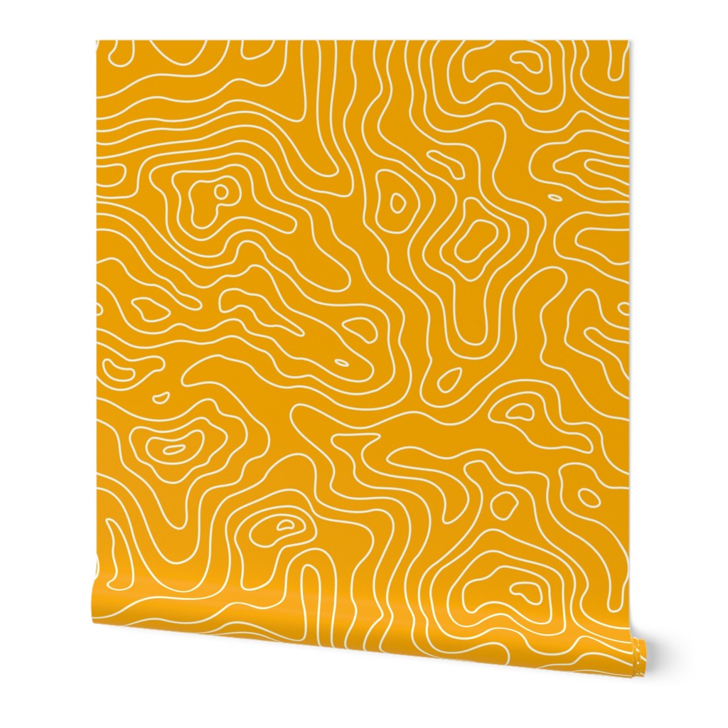 Yellow Gold and White Stripes Wave Elevation Topographic Topo Map Pattern -01-01-01-01-01-01