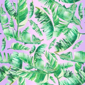 8" Tropical Leaves / Pink to Lavender Gradient