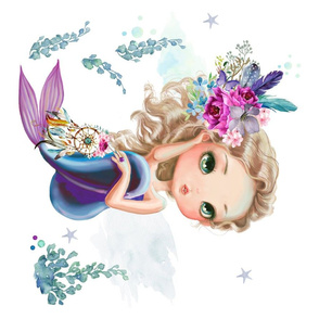 17"x17" Lilac Mermaid / No Quote