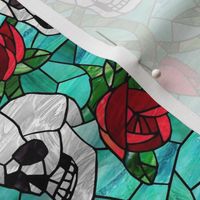Skull and Rose Art Glass 