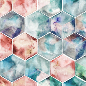 Earth and Sky Hexagon Watercolor larger version
