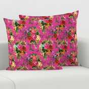 8" Floral Pop with Birds / Fuschia