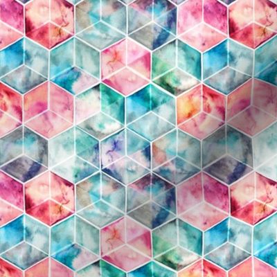 Translucent Watercolor Hexagon Cubes small version