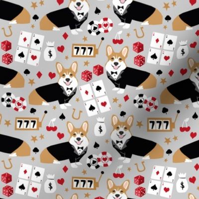 corgi casino fabric corgi dog pets slot machines corgis dog - grey