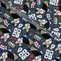 corgi casino fabric corgi dog pets slot machines corgis dog - dark blue