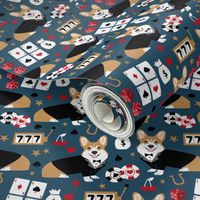 corgi casino fabric corgi dog pets slot machines corgis dog - dark blue