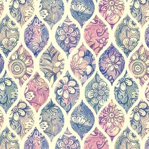 Patterned & Painted Floral Ogee in Vintage Tones small version