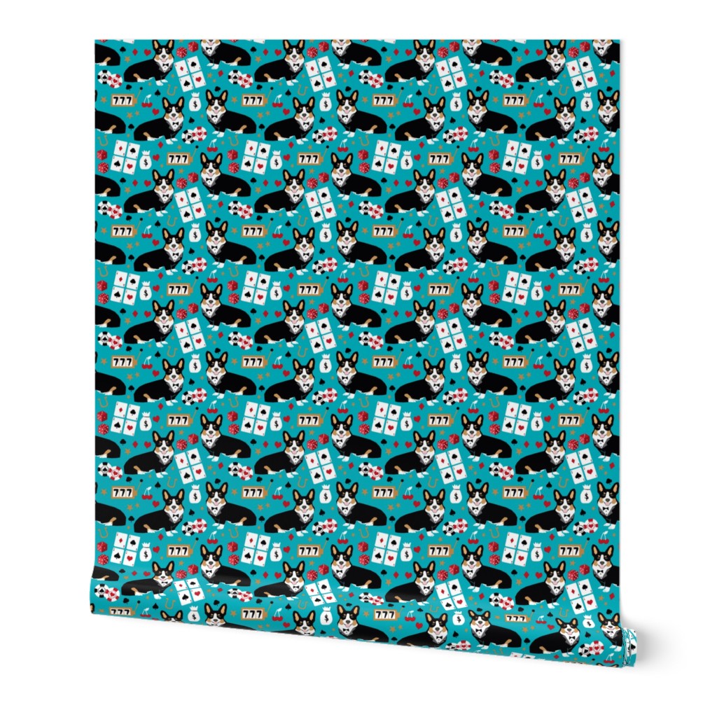 corgi casino fabric tricolored corgi design las vegas gambling fabric