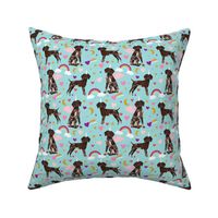 german shorthaired pointer fabric rainbows unicorns and pegasus fabric cute rainbows and hearts - blue tint