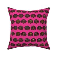 german shorthaired pointer in glasses fabric - bright magenta