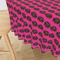 german shorthaired pointer in glasses fabric - bright magenta
