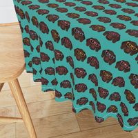 german shorthaired pointer in glasses fabric - turquoise