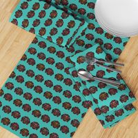 german shorthaired pointer in glasses fabric - turquoise