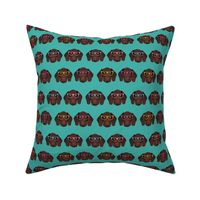 german shorthaired pointer in glasses fabric - turquoise