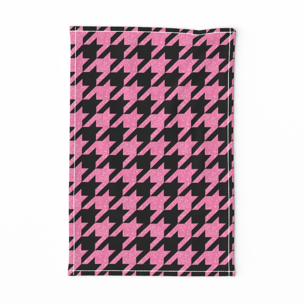 The Houndstooth Check ~ Black and Pink Glitter 