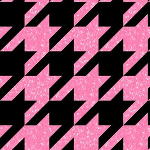 The Houndstooth Check ~ Black and Pink Glitter 