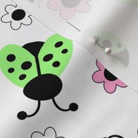 Mint Green Ladybugs Pink Floral