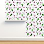 Mint Green Ladybugs Pink Floral