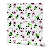 Mint Green Ladybugs Pink Floral