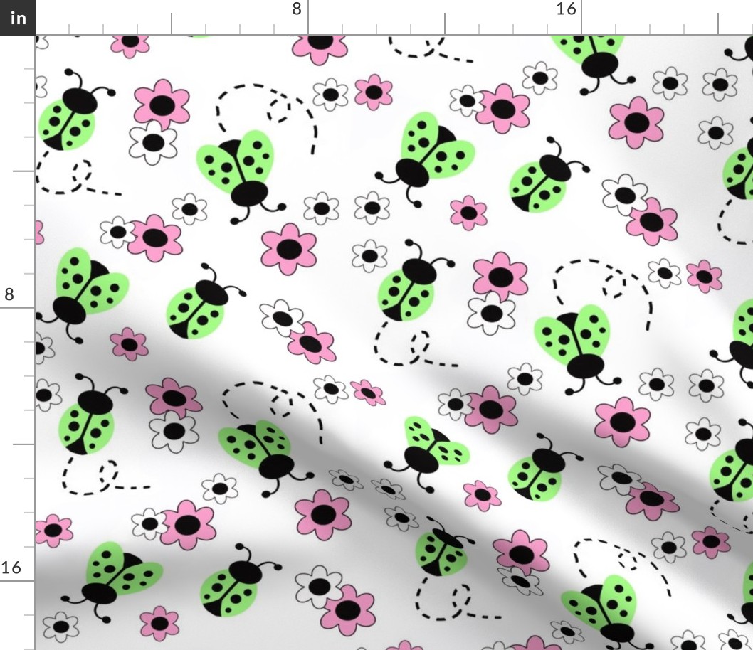 Mint Green Ladybugs Pink Floral