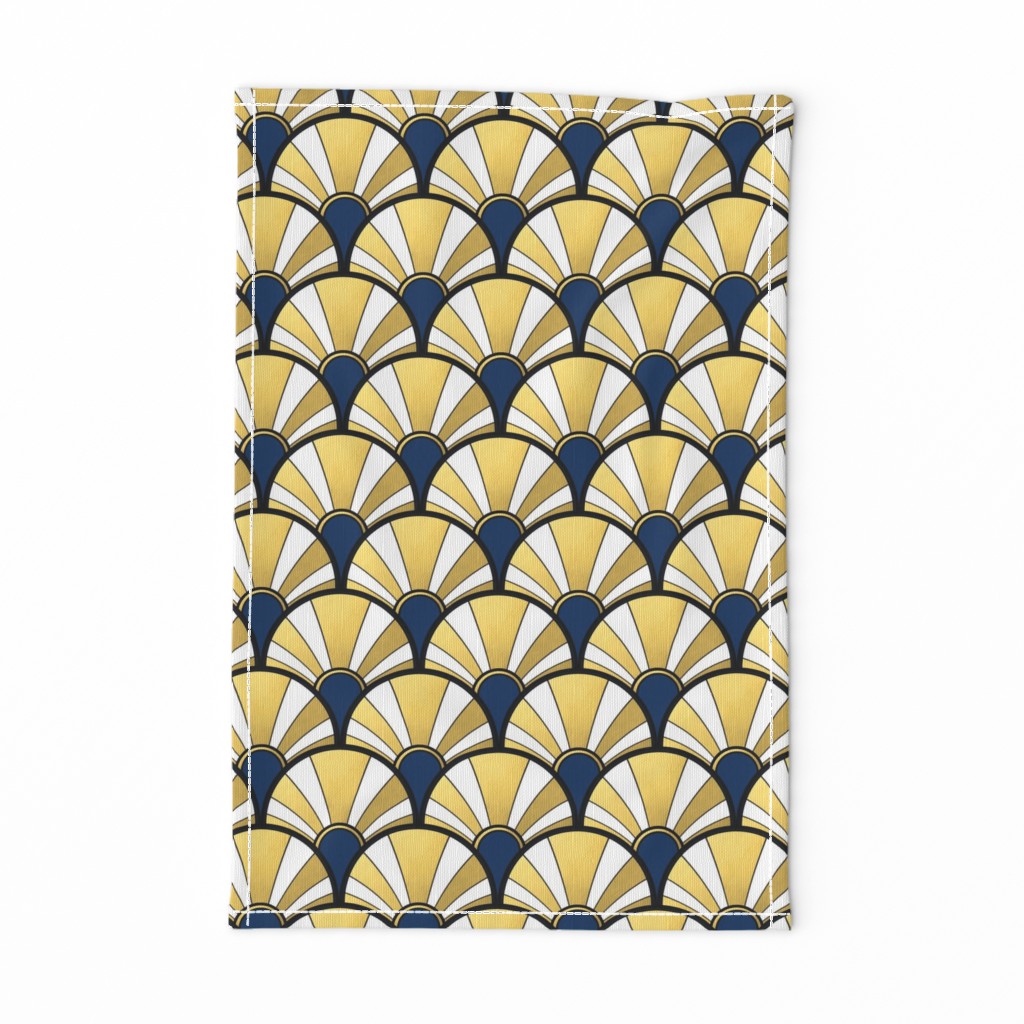 Navy and Gold Flow Art Deco  Fan