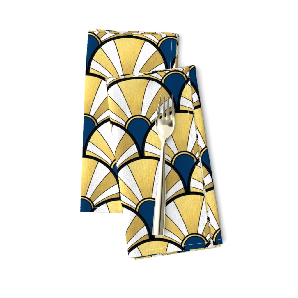 Navy and Gold Flow Art Deco  Fan