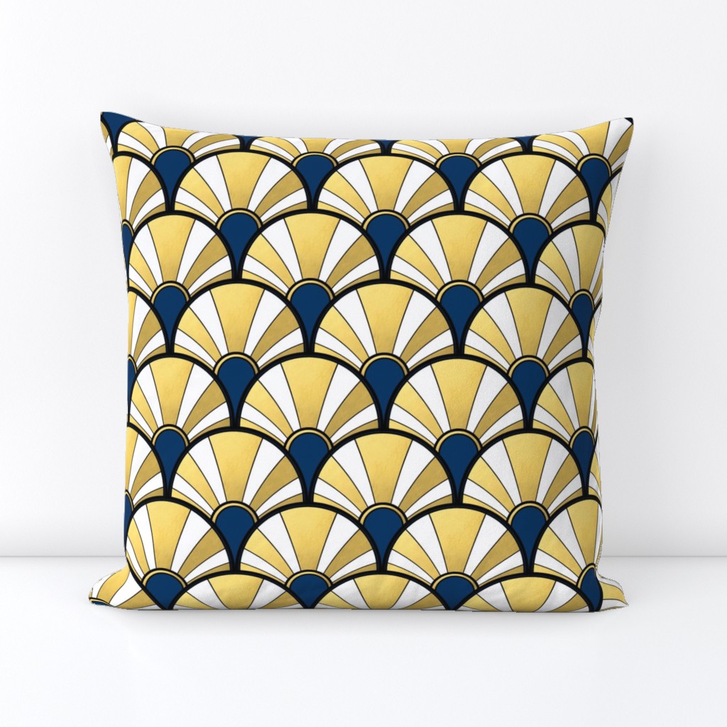 Navy and Gold Flow Art Deco  Fan