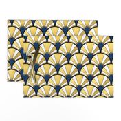 Navy and Gold Flow Art Deco  Fan