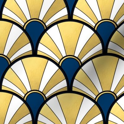 Navy and Gold Flow Art Deco  Fan