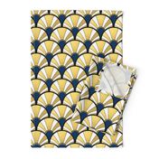 Navy and Gold Flow Art Deco  Fan