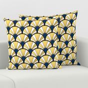 Navy and Gold Flow Art Deco  Fan