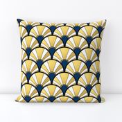 Navy and Gold Flow Art Deco  Fan