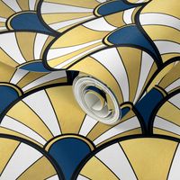Navy and Gold Flow Art Deco  Fan