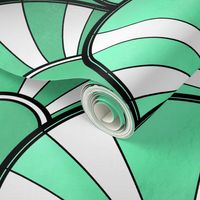 Green Metallic and White Art Deco Fan