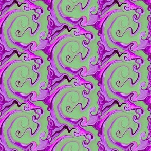 Digital Dabbling Swirly Trellis in Lavender on Green