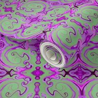 Digital Dabbling  Baroque Motif in Lavender on Green