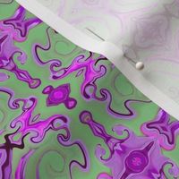 Digital Dabbling  Baroque Motif in Lavender on Green