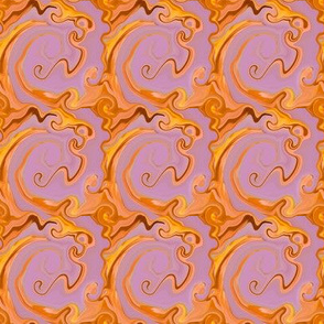 Digital Dabbling Swirly Grid in Gold on Lavender