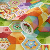 Rainbow Hexagons Patchwork (smaller scale