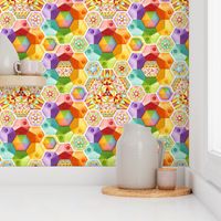 Rainbow Hexagons Patchwork (smaller scale