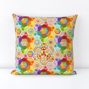 Rainbow Hexagons Patchwork (smaller scale