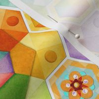 Rainbow Hexagons Patchwork (smaller scale