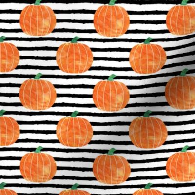 watercolor pumpkins on stripes