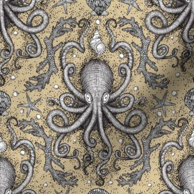 Octopus Damask - Sandy Tan