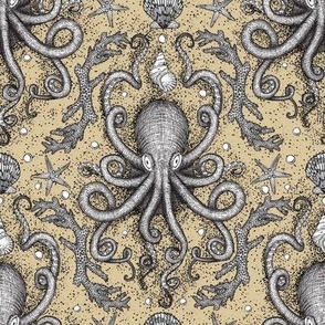 Octopus Damask - Sandy Tan