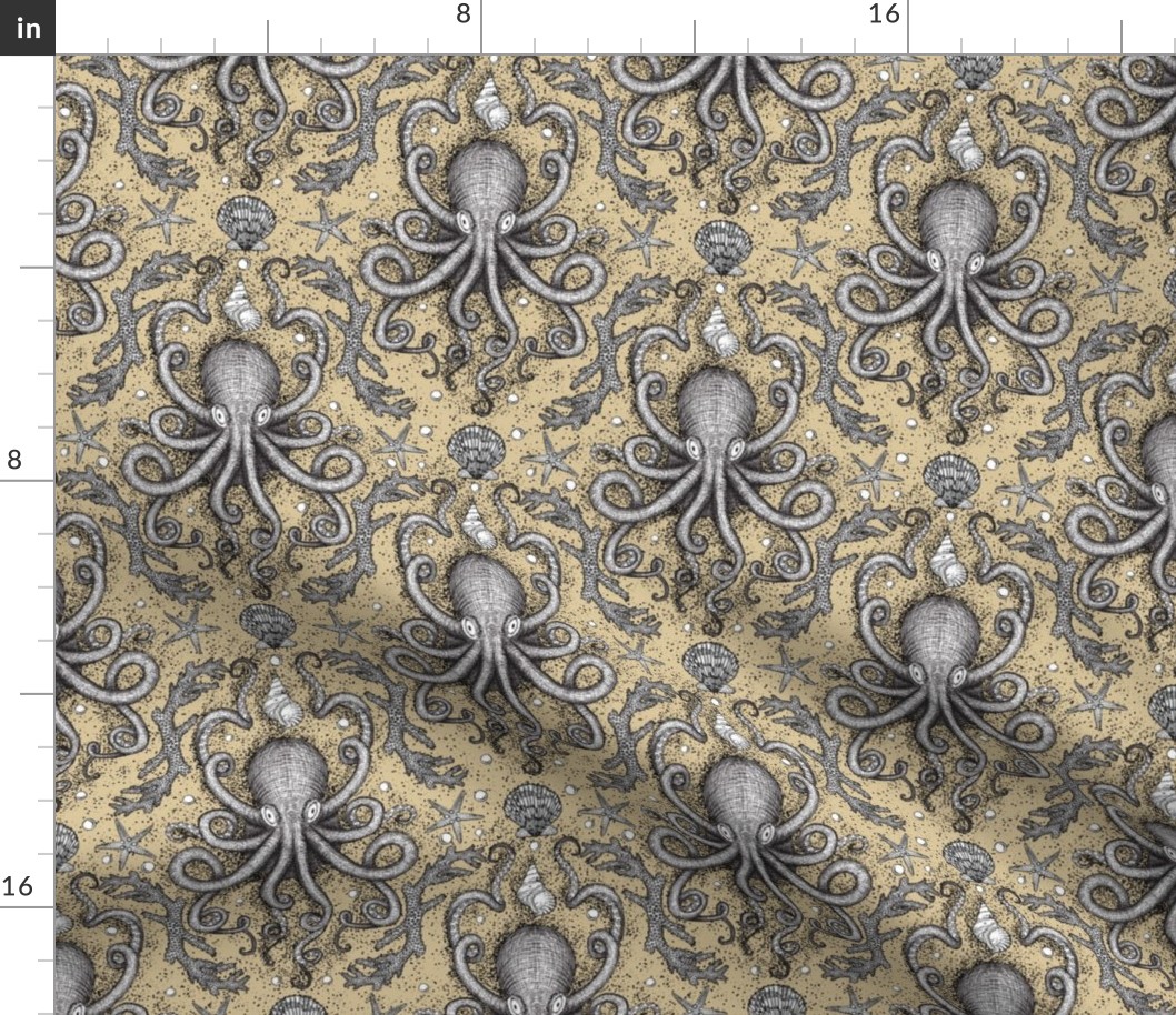 Octopus Damask - Sandy Tan